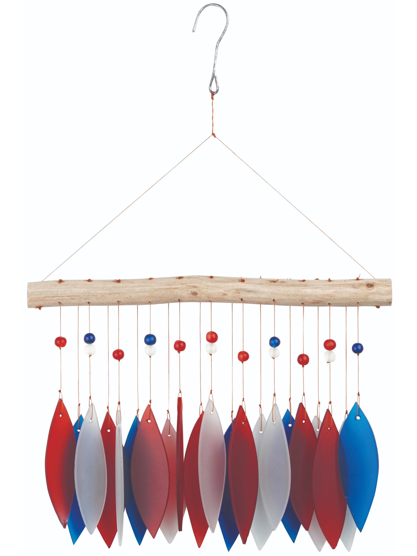 Patriotic Feather Sea Glass Wind Chime
