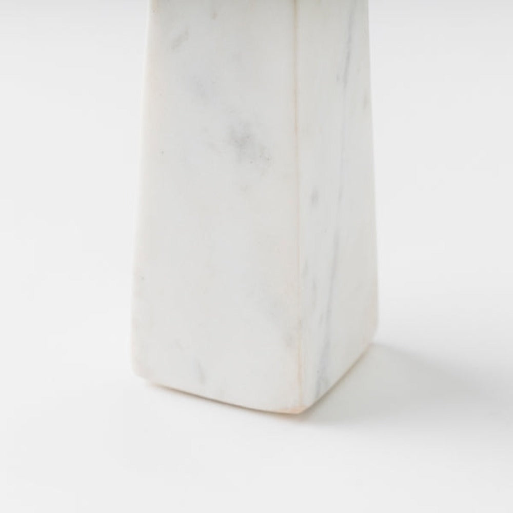 Tapered Marble & Acacia Candleholder