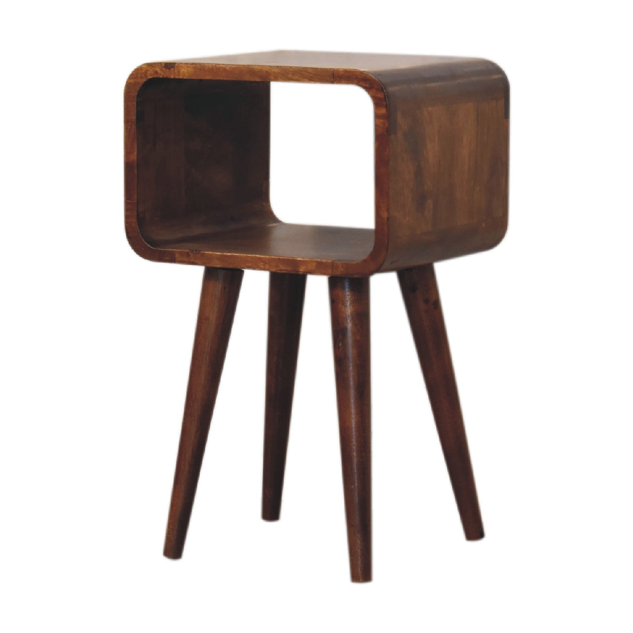 Solid Wood Mini Chestnut Curved Open Bedside Table