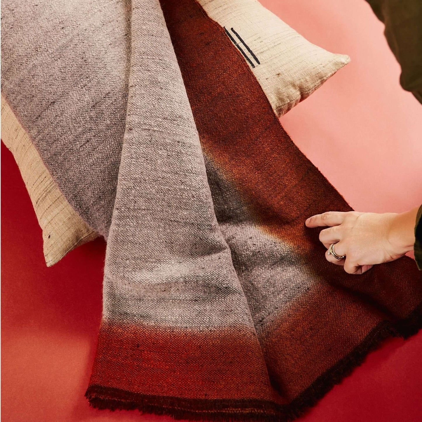 Simply Taupe Brown Gray Hand Spun Merino Handloom Throw