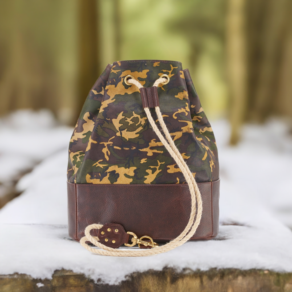 Wanderlust Leather Duffle Bag - Tan Camo