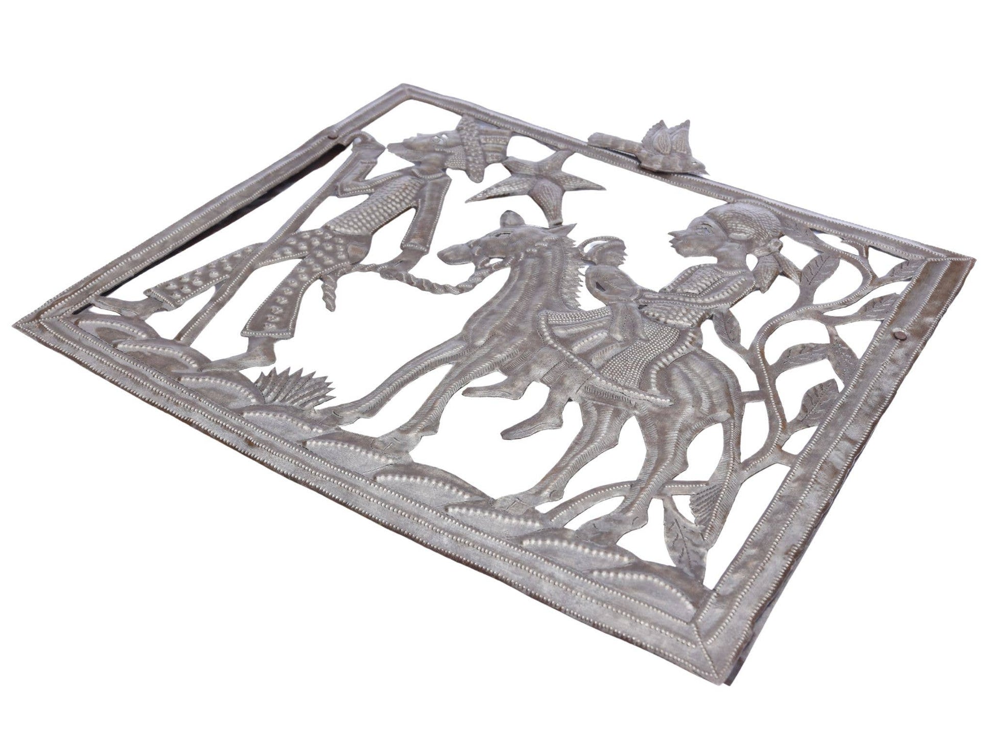 Handmade Haitian Metal Nativity – Flight to Egypt Scene