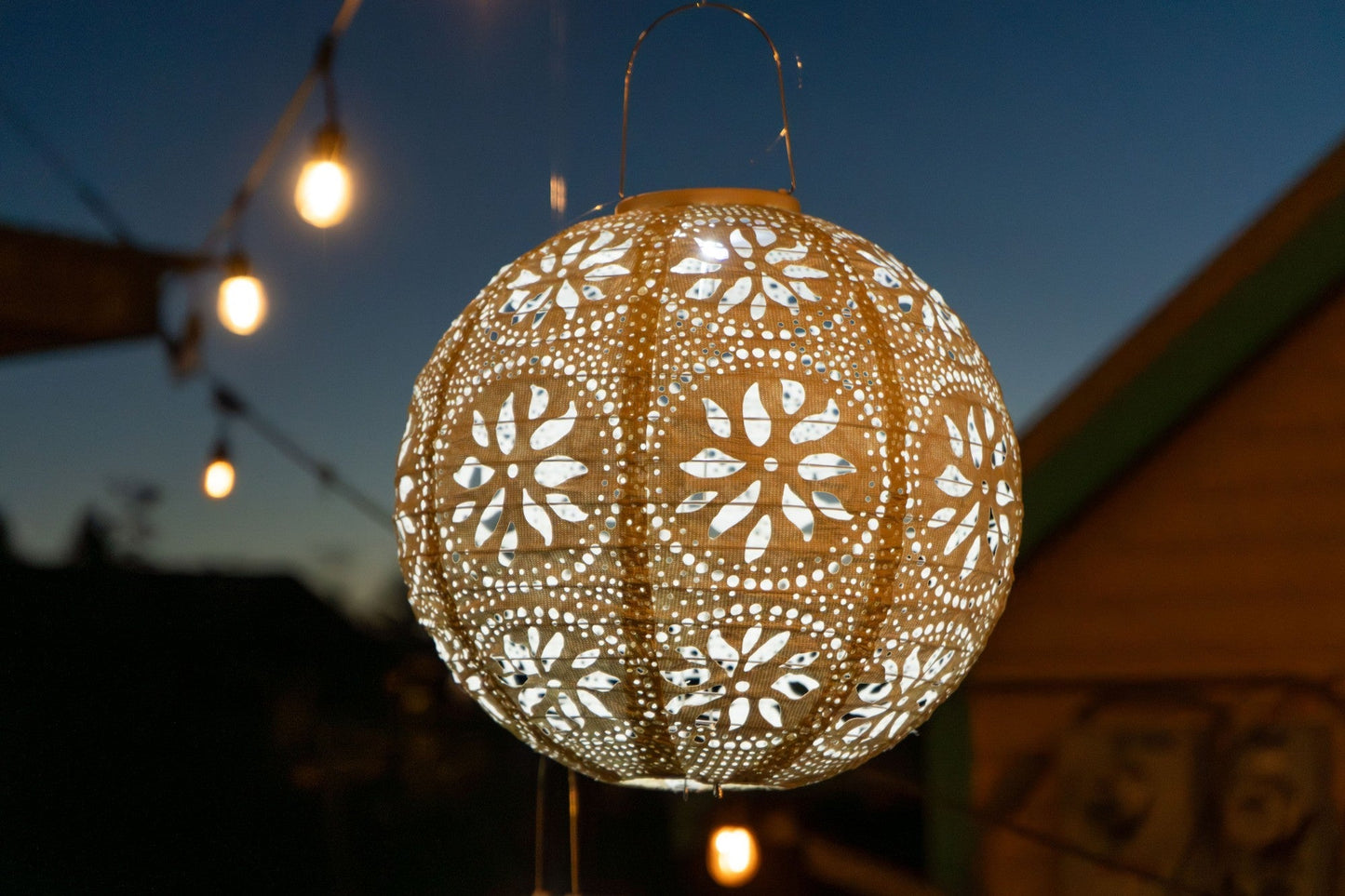 Stella Luxe Globe Boho Pearl 12" LED Lantern (Battery Powered)