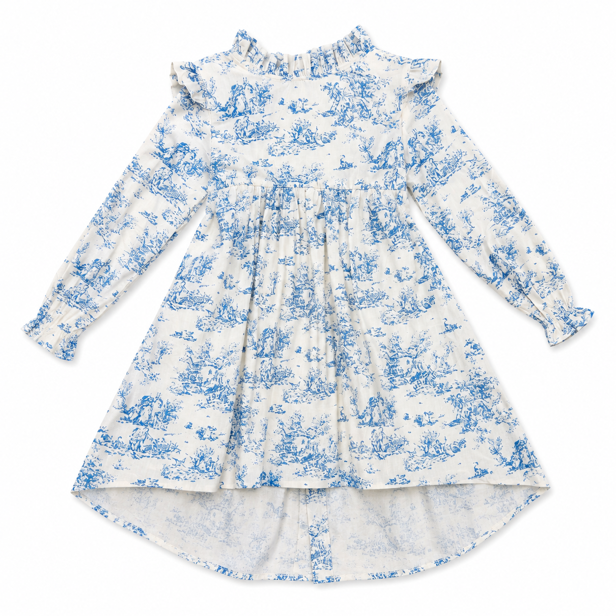 Aoki Dress-Blue Toile | Long Sleeve