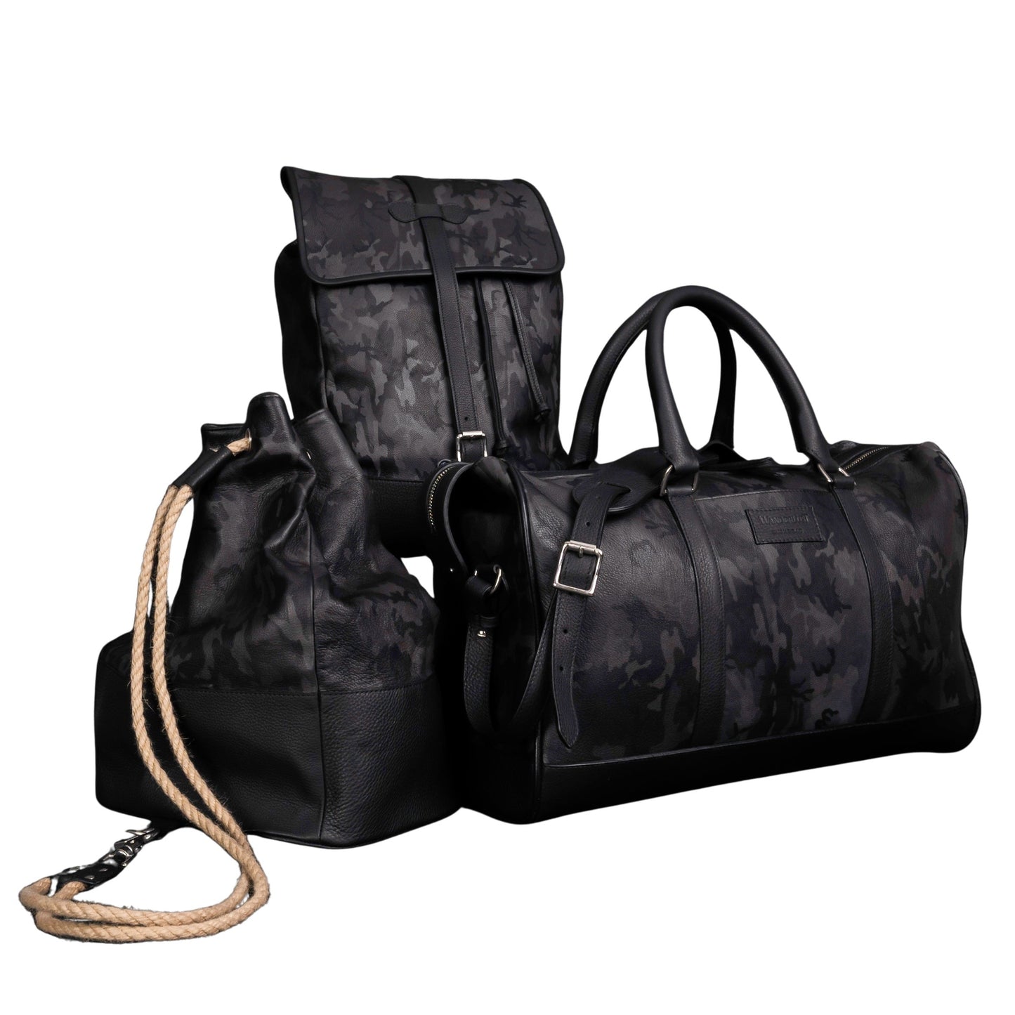 Wanderlust Leather Duffle Bag - Grey Camo