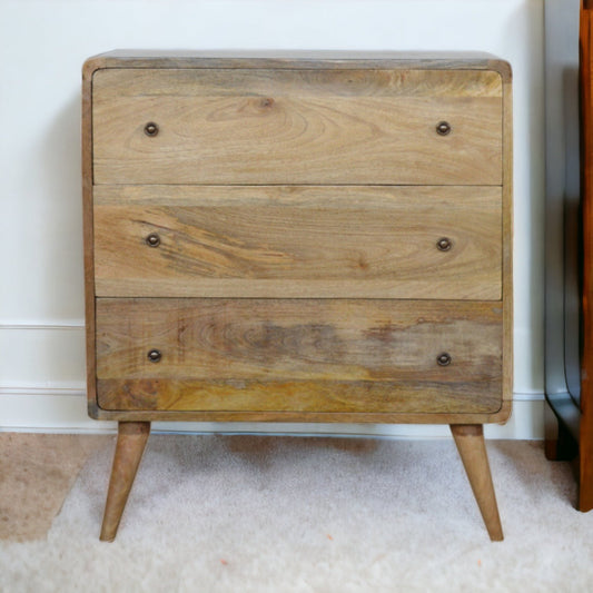 Curved Oak-ish Chest, 3-Drawers