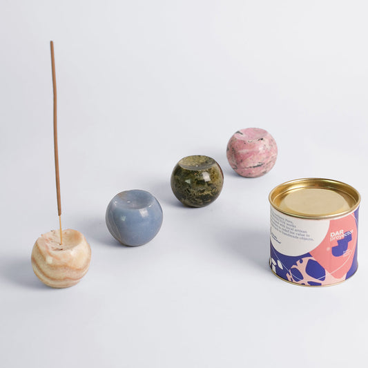 Gemstone sphere incense holder - celestina