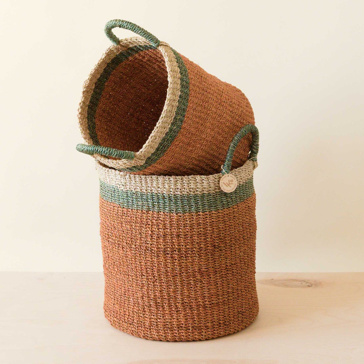 S/2 Coral Baskets with Handle