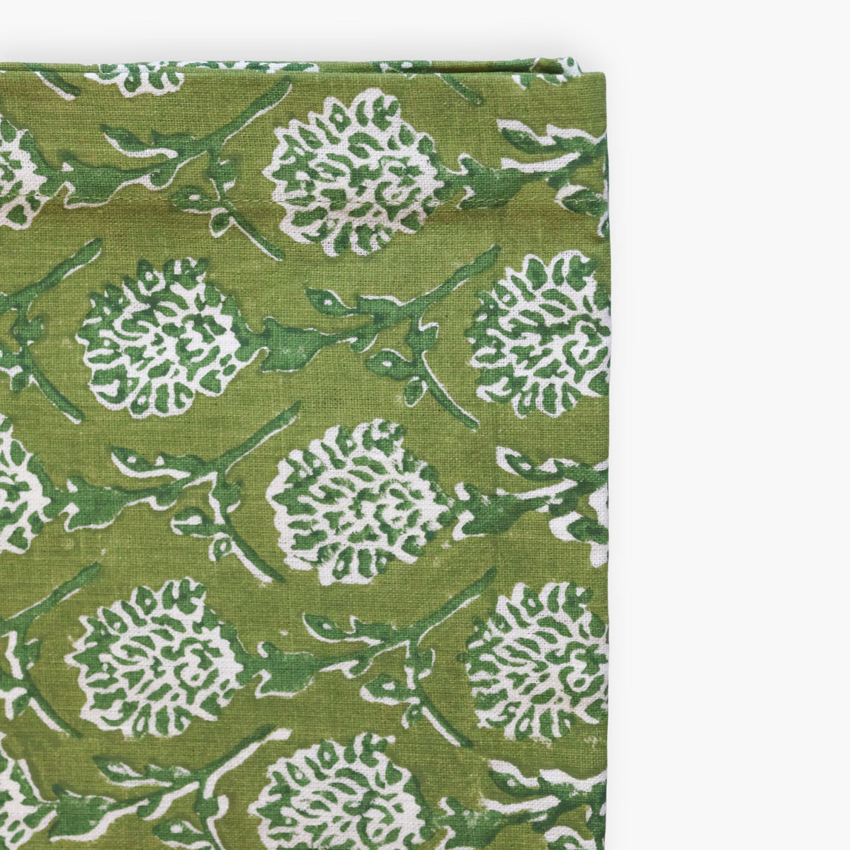 Nikhar Pure Linen Hand-Printed Table Runner - Fern Green