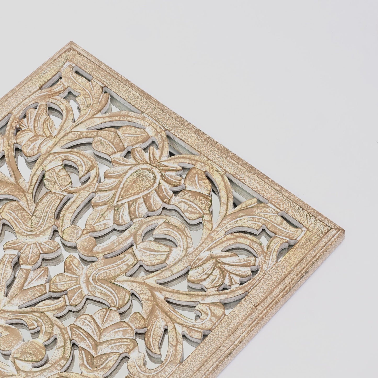 Wood Floral Hand Carved Wall Accent