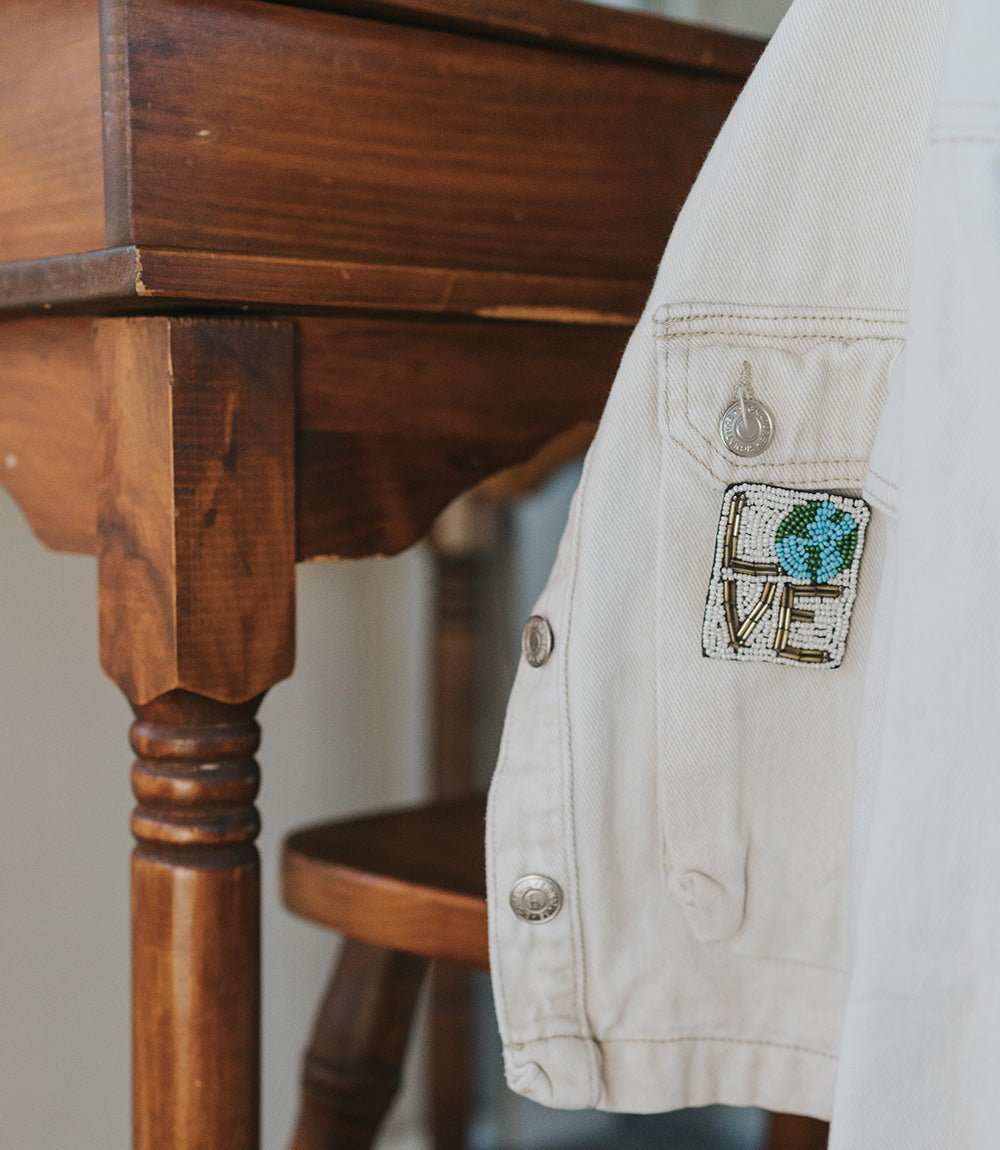 Bala Mani Beaded Love Mother Earth Brooch Pin