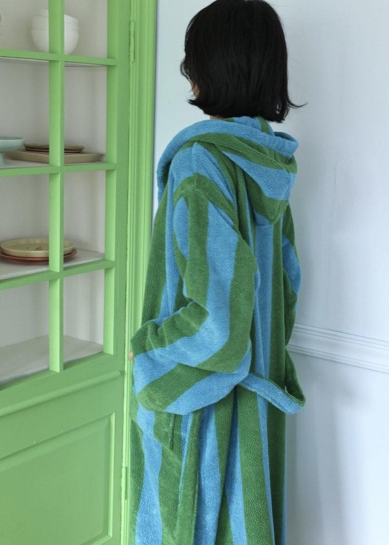 Ultra Soft Retro Whimsical Stripe Bath Robe