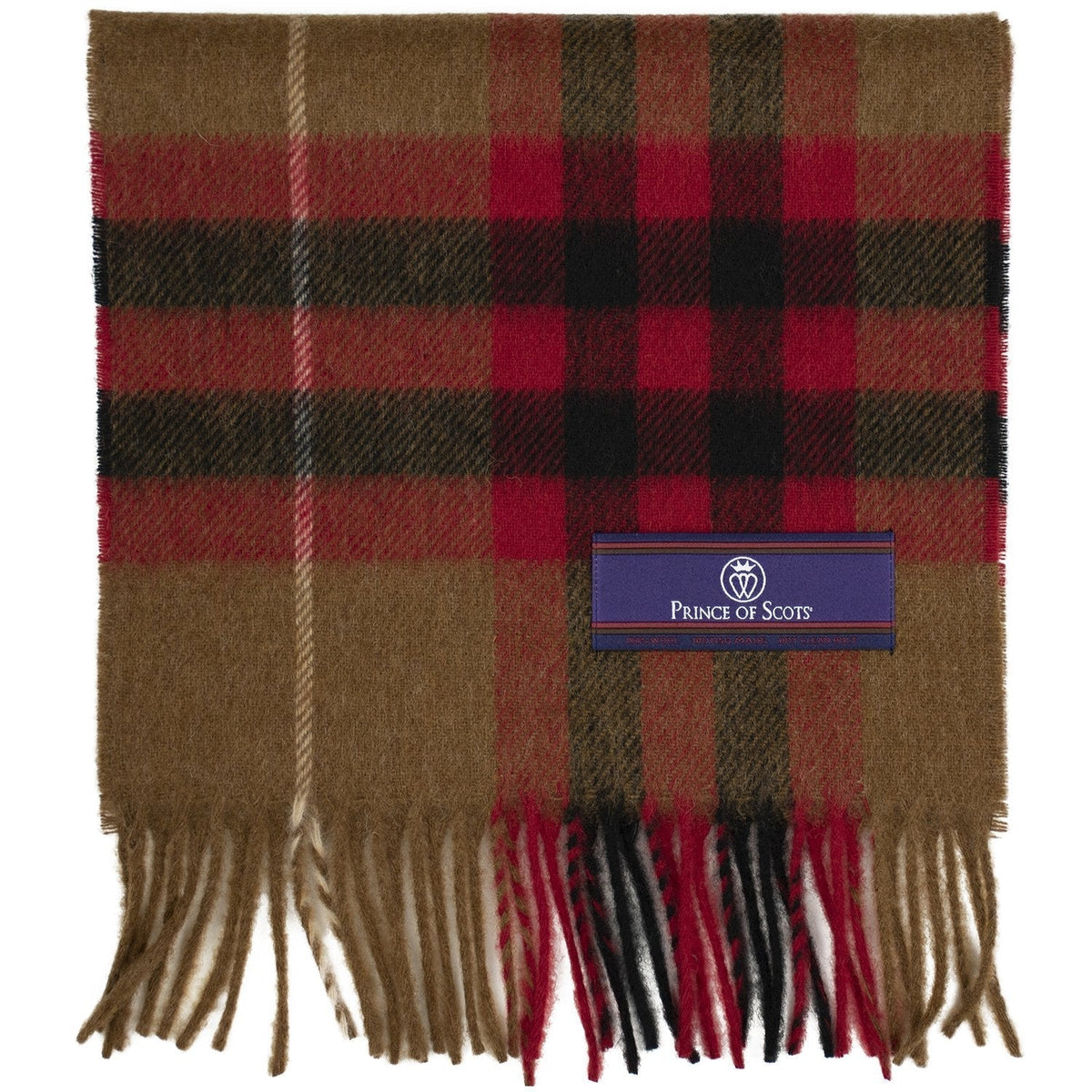 Heritage Plaid Fringed Merino Wool Scarf - Cambridge Camel