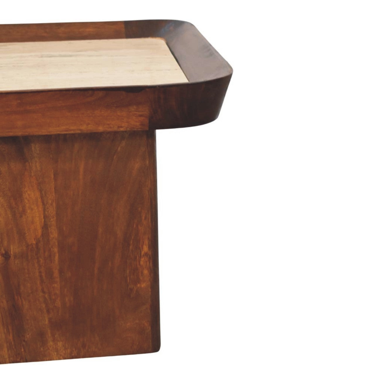 Solid Wood Travertine Top Tray Coffee Table