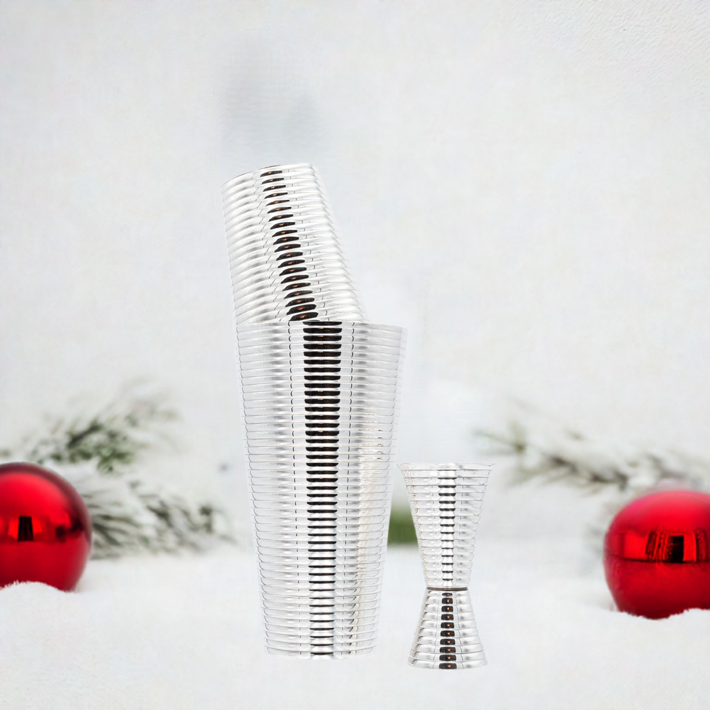 Fluted Silver 3-Piece Cocktail Shaker Set