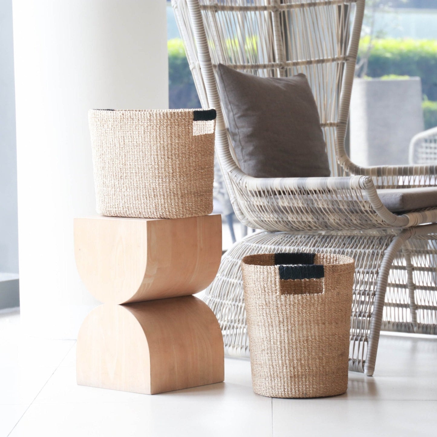 S/2 Black Oval Storage Baskets