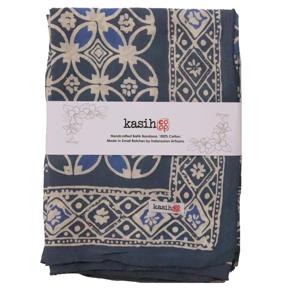 Large 39" Hand Dyed Batik Bandana Charcoal Gray, Size XL Scarf, Oversized