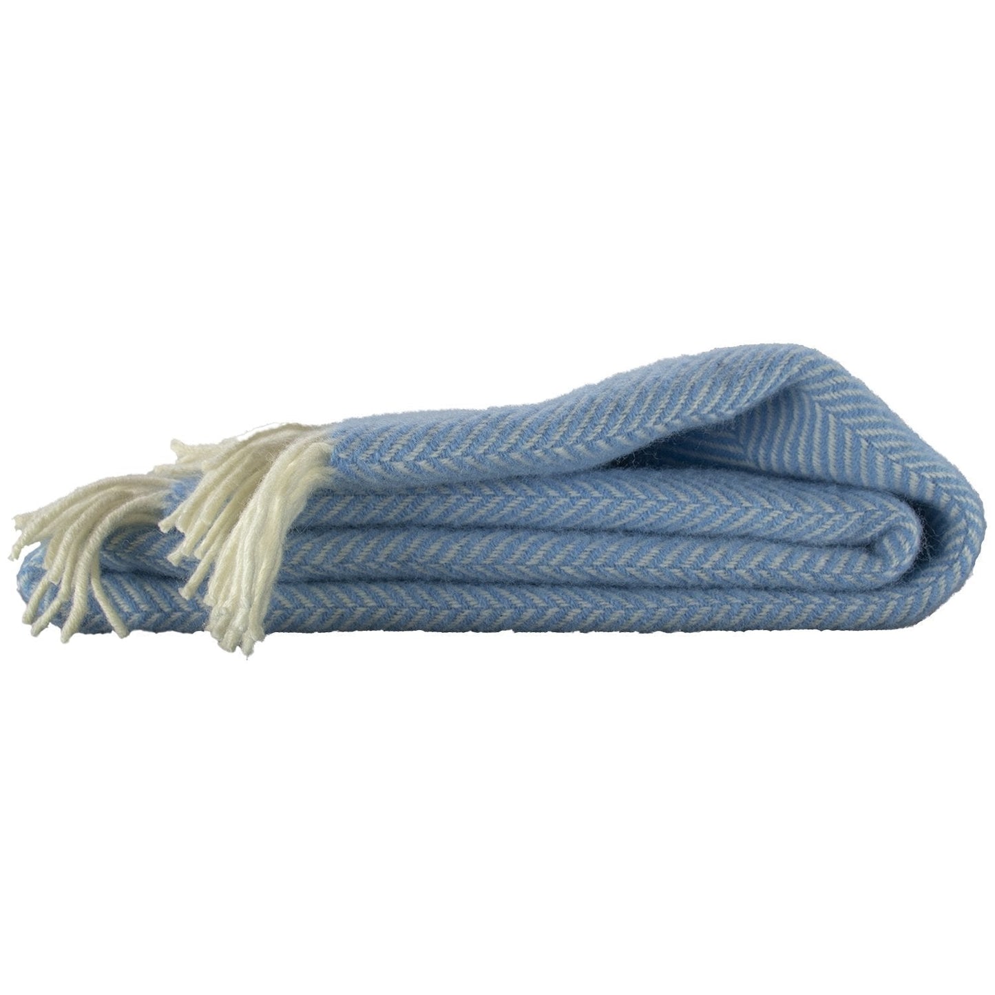Highland Tweeds Herringbone Pure New Wool Throw - Sky Blue