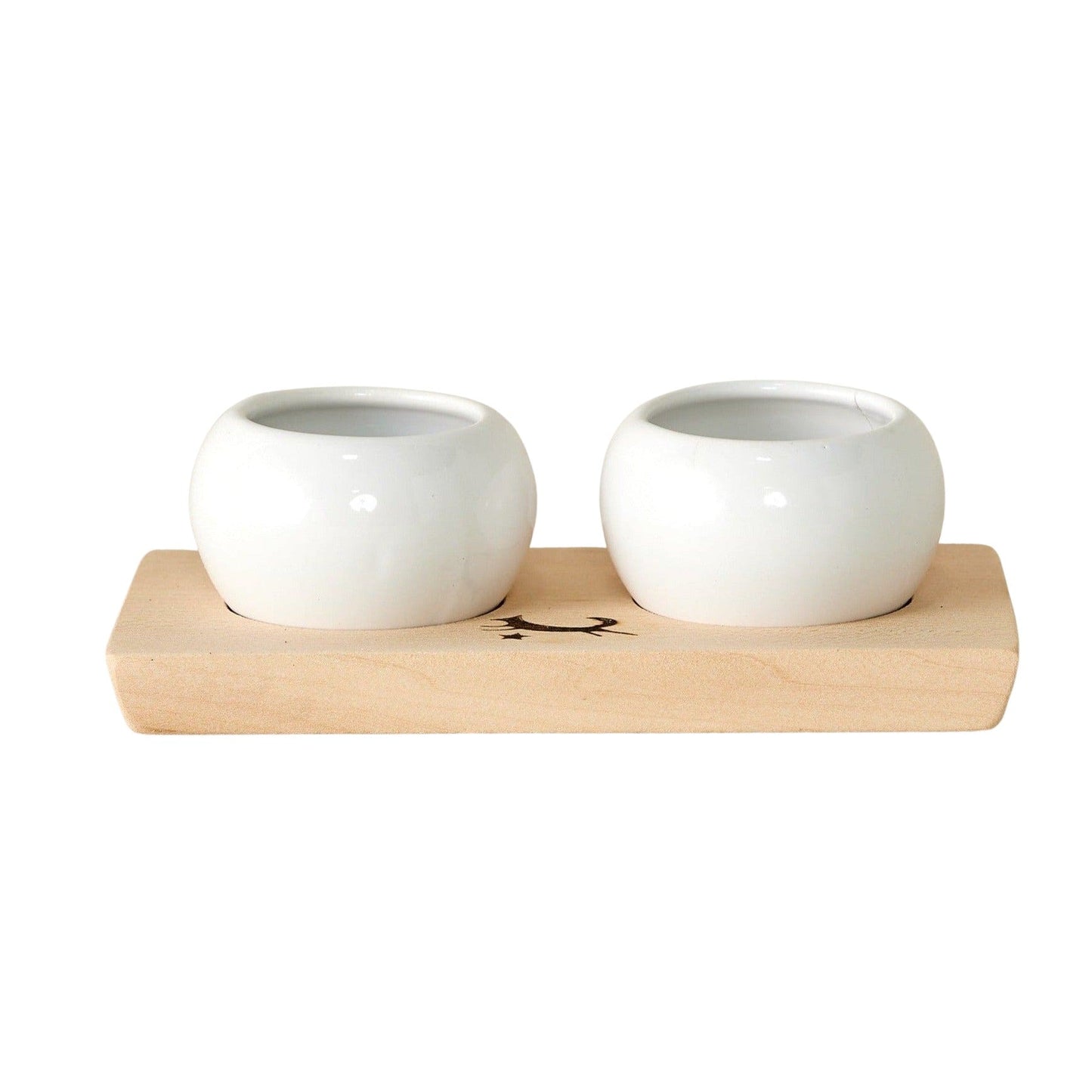 Dipping & Spice Wooden and Ceramic Bowl Pair