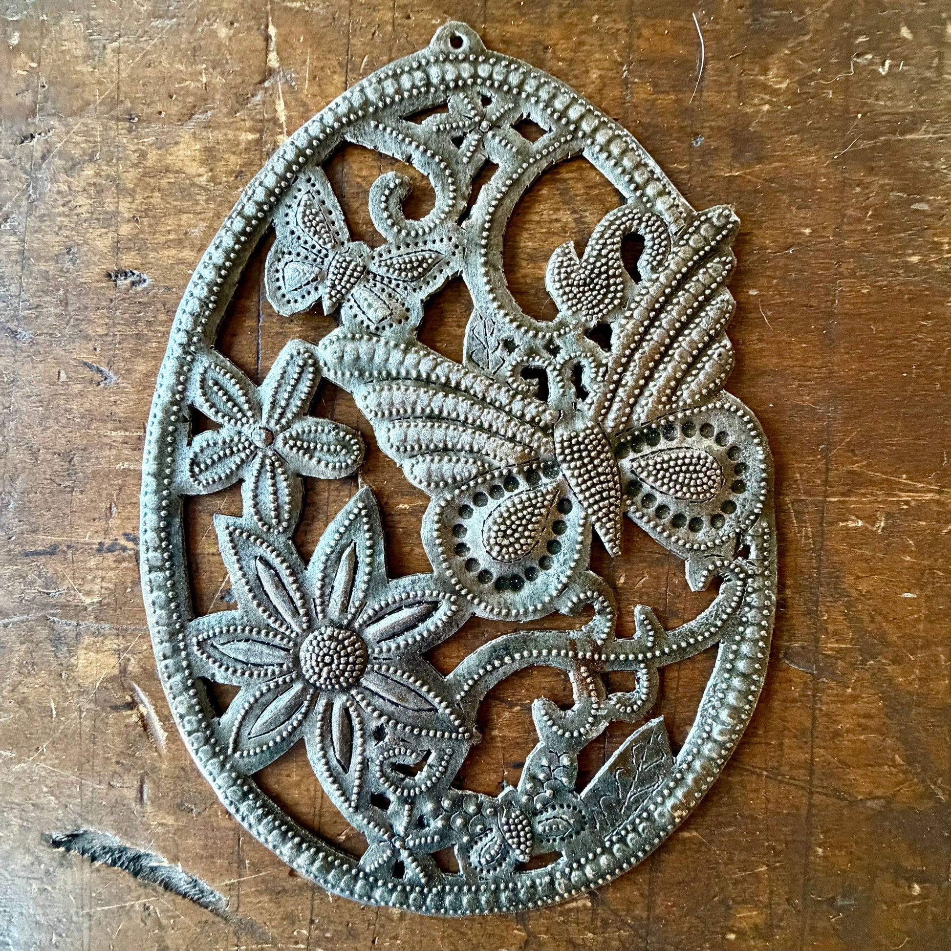 Haitian Metal Butterfly & Flowers Wall Art, Fair Trade