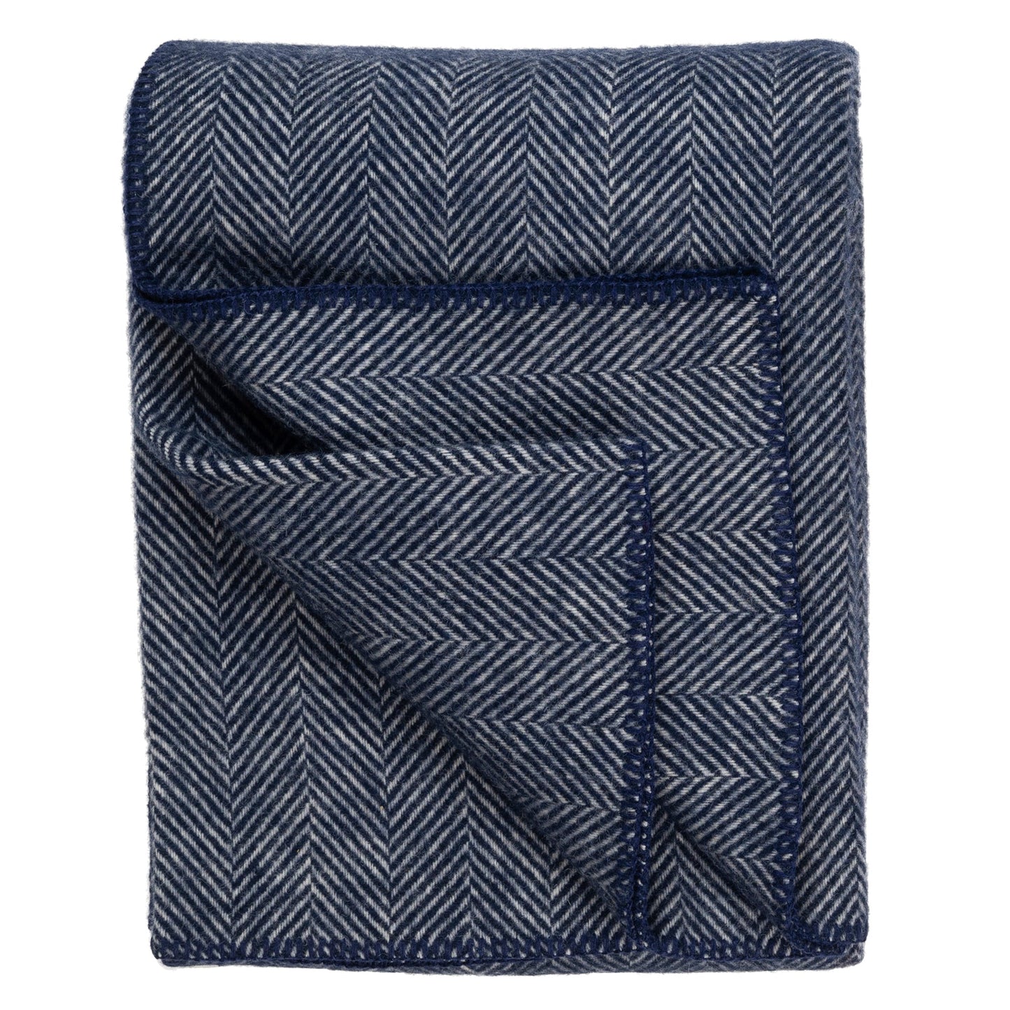 Highland Tweeds Big Throw - Navy Herringbone