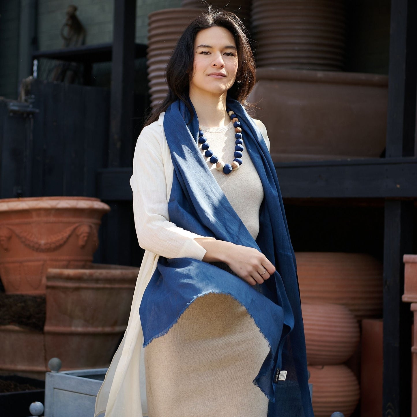 Hand Woven Linen Silk Blend Scarf
