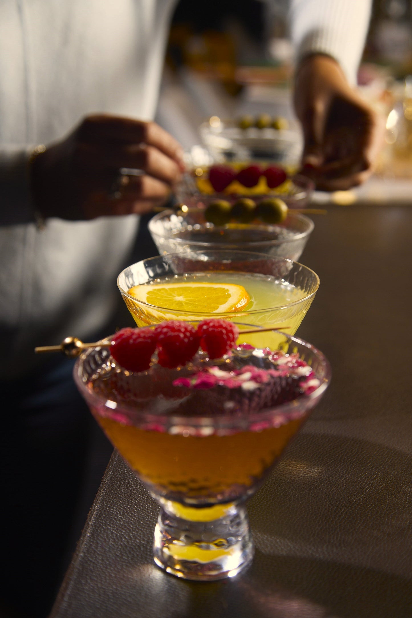 Clear Hammered Cocktail Martini Glasses