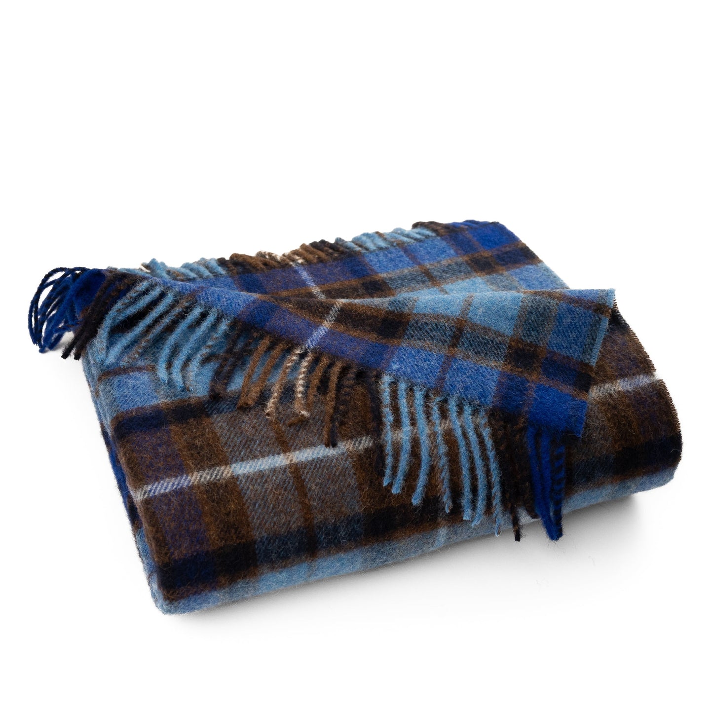 Highland Tweeds Shetland Lambswool Throw - Blue Buchanan