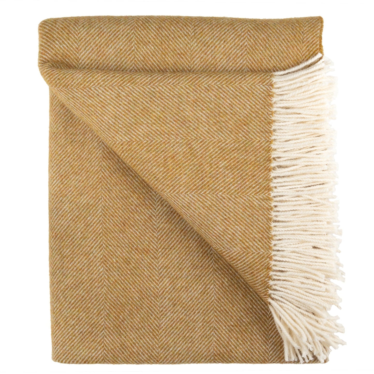 Southampton Home Shetland Lambswool Herringbone Throw – Gold