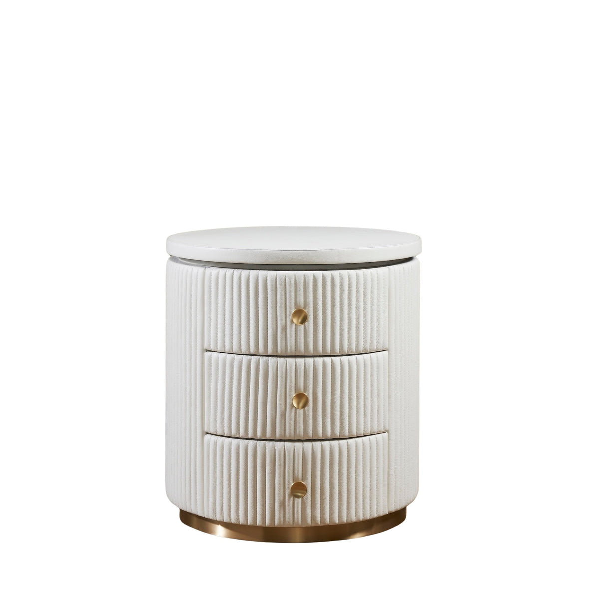 Stanford Round Leather Side Table