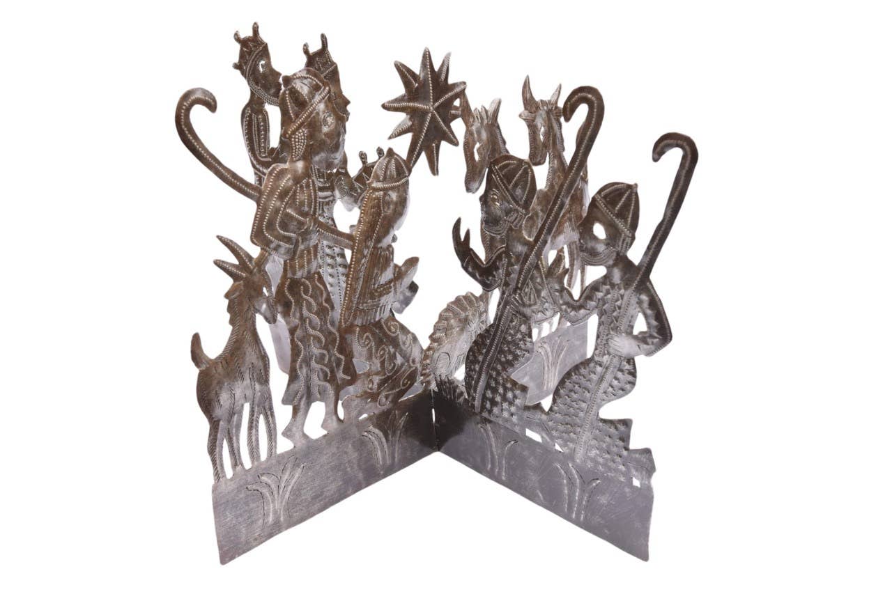 Haitian Metal 2-Panel Nativity Handmade Dimensional