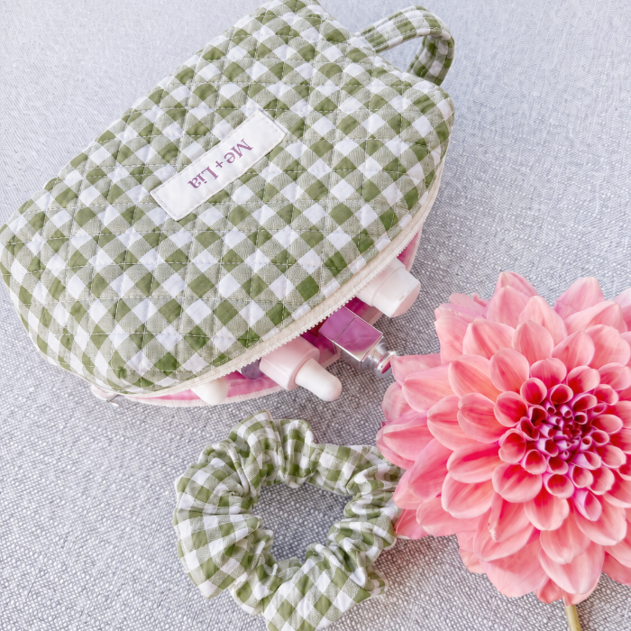 Gingham Matcha Make-up Pouch - Small