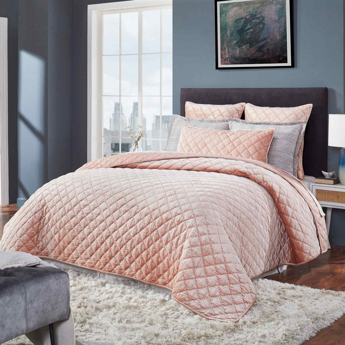 Clermont Diamond Velvet Quilt