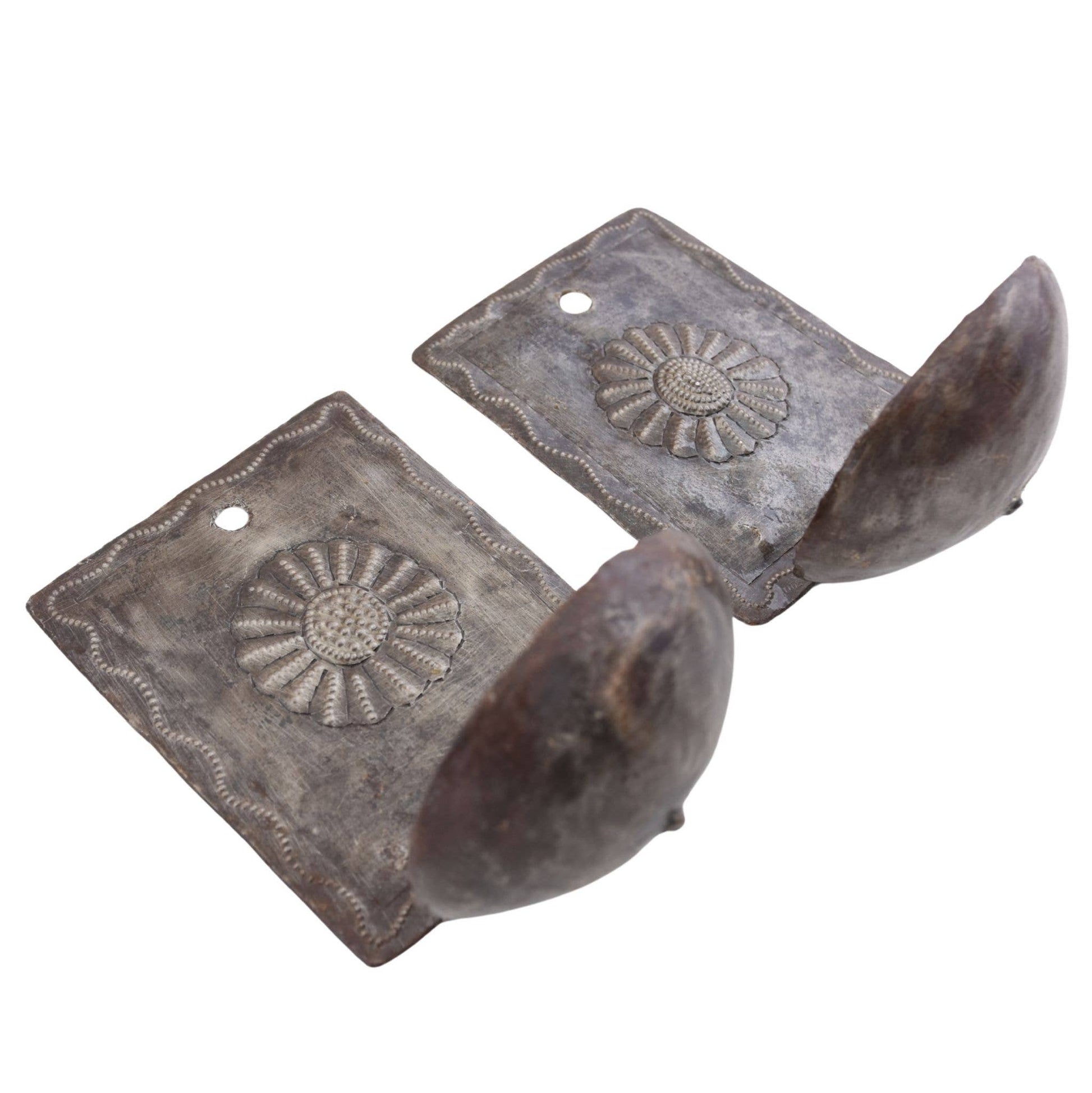 Pair Haitian Metal Flower Candle Holders Fair Trade Handmade