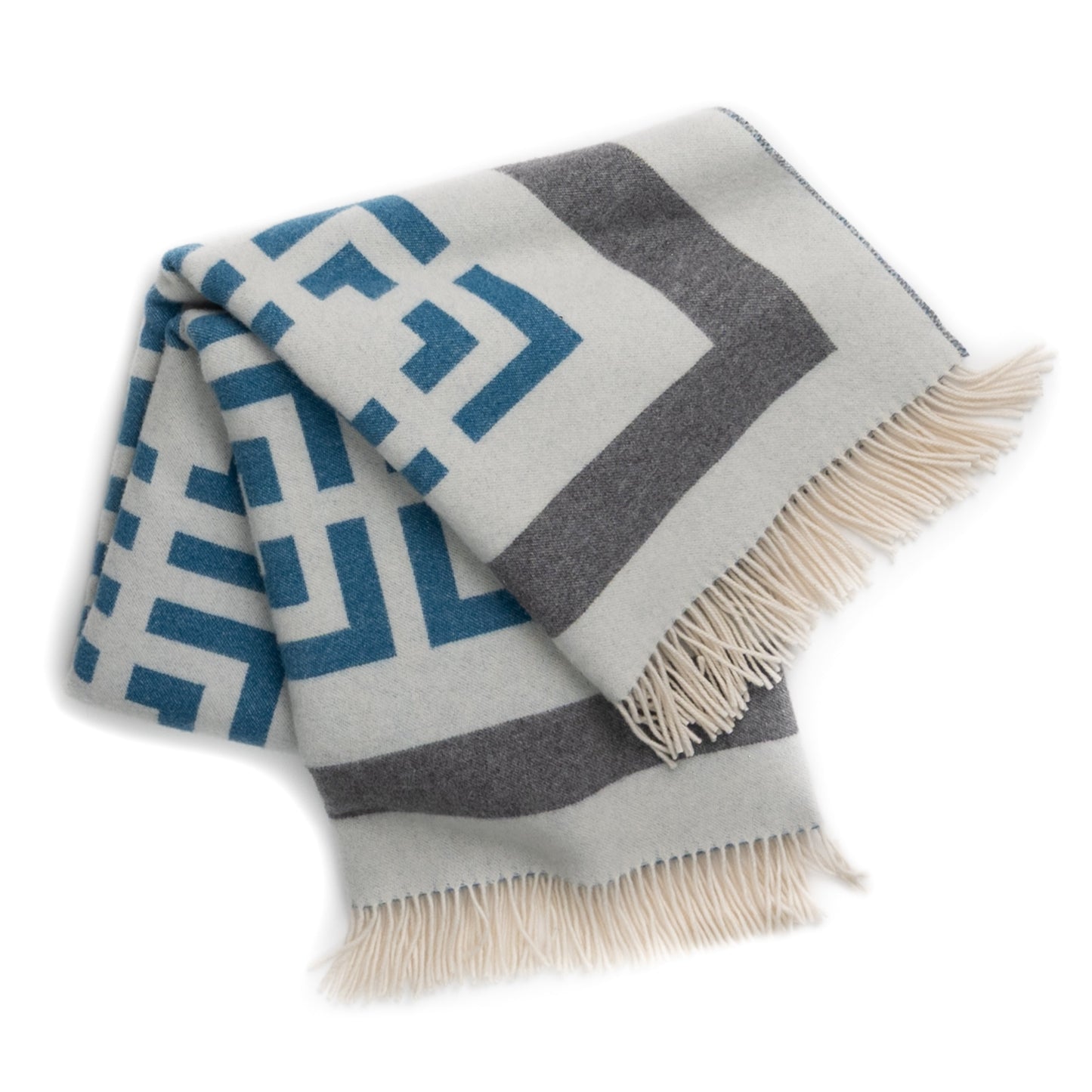 Blue Key Reversible Throw – Extra-Fine Italian Merino Wool