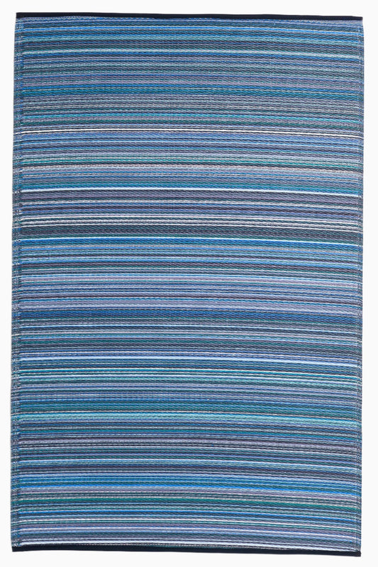 Cancun - Indigo Striped Outdoor Rug for Patio