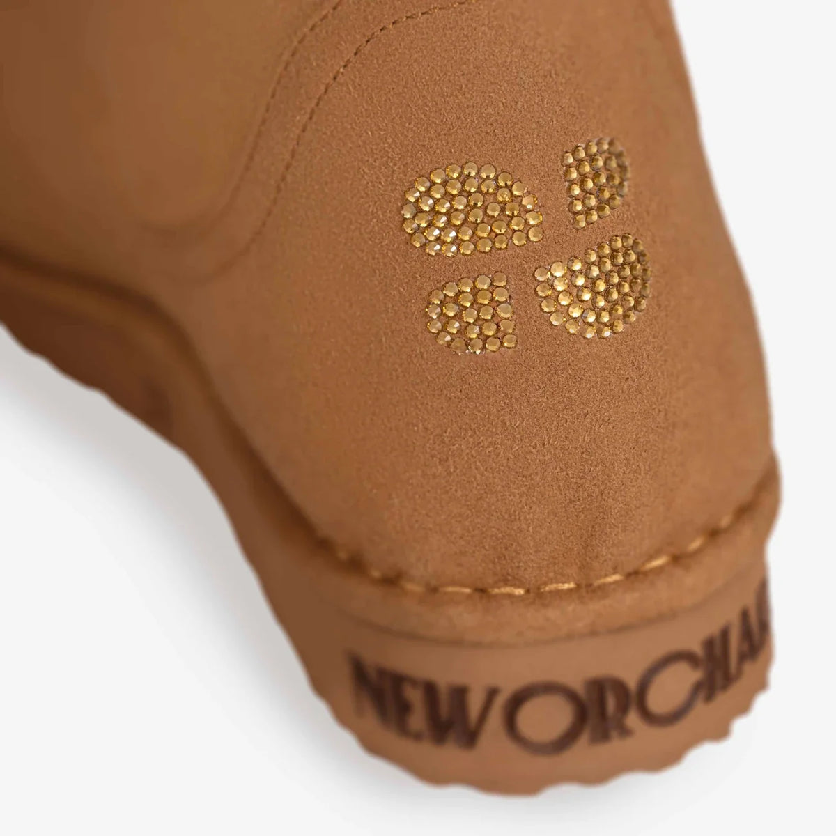 Caramel vegan ankle boots with crystal details – sustainable footwear