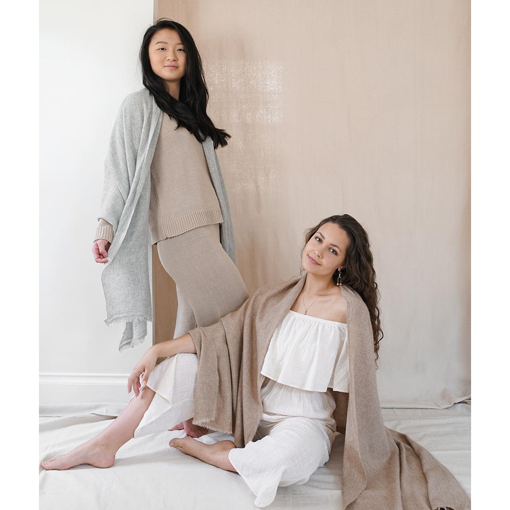 Heathered Gray Handloom Cashmere Scarf
