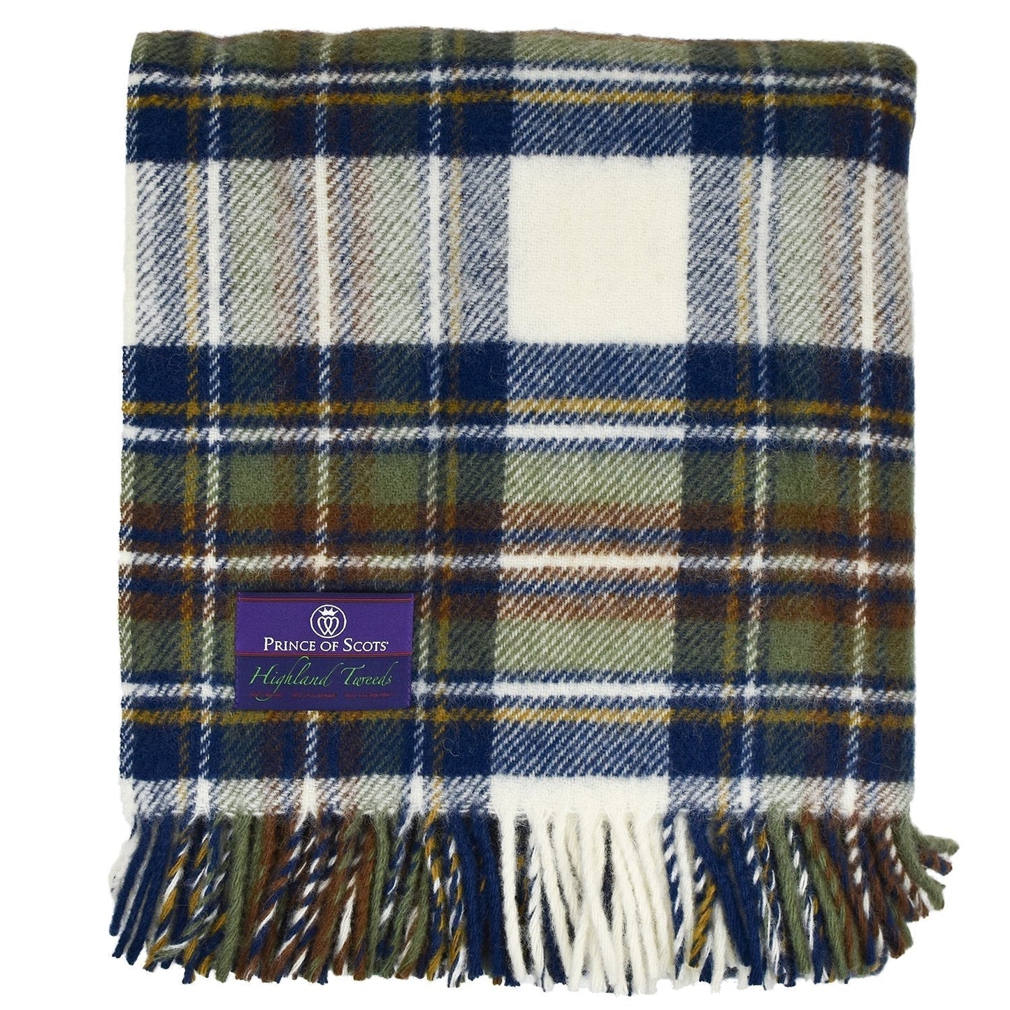 Highland Tweeds Fluffy Throw - Muted Blue Dress Stewart