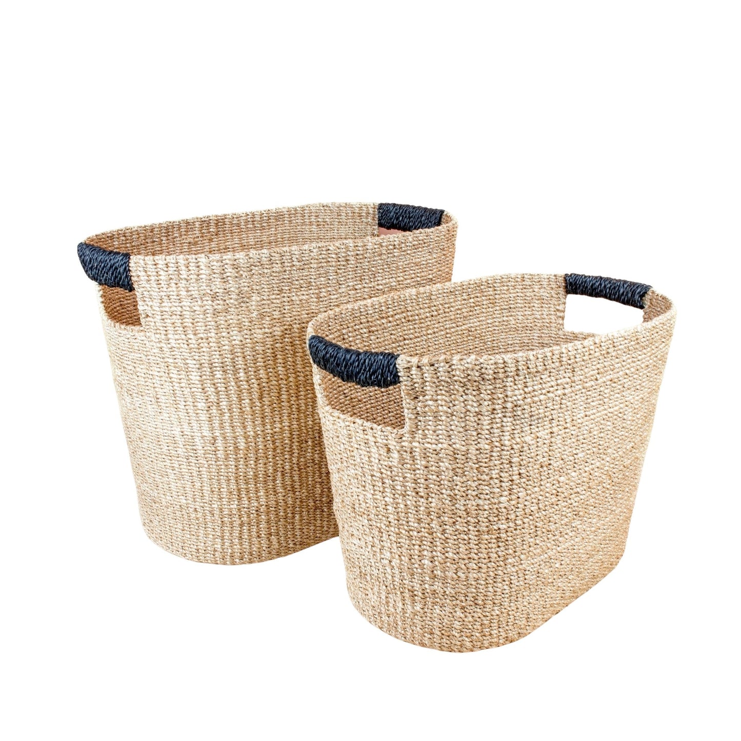 S/2 Black Oval Storage Baskets