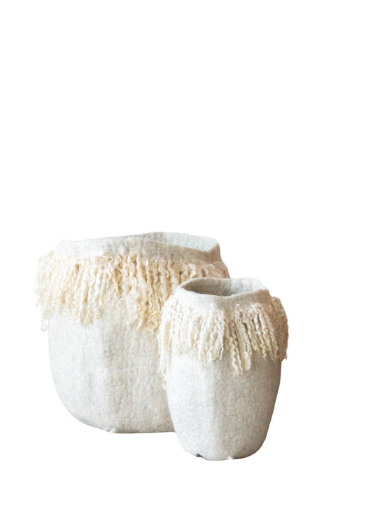 Fringed Skirt Mohair Decorative Wool Basket