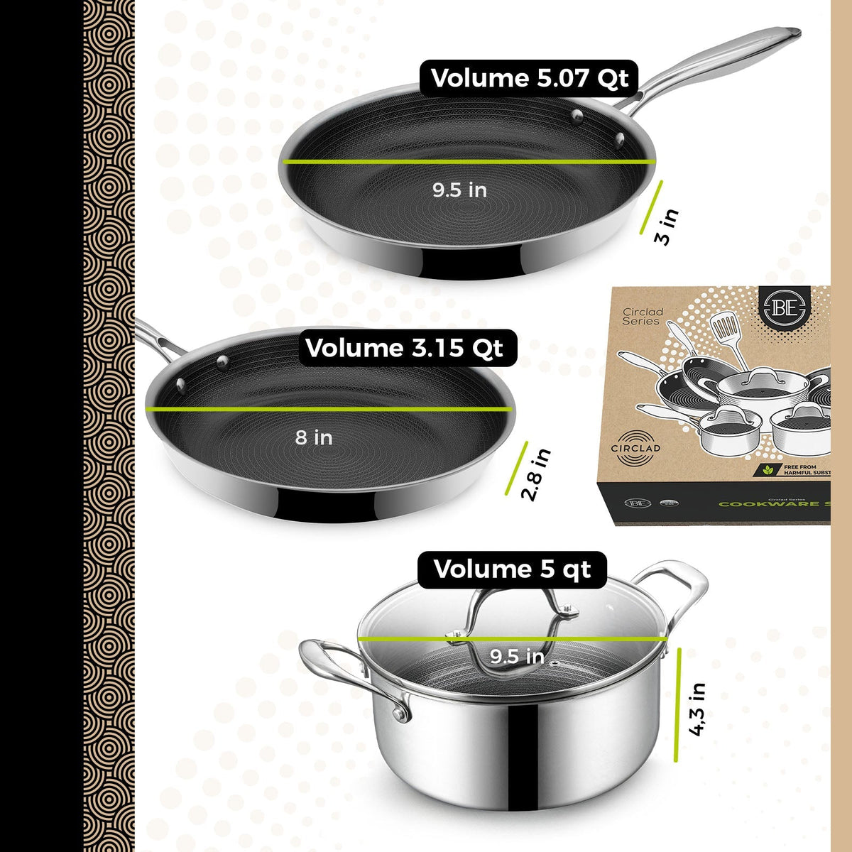 BE | LIVING CIRCLAD Series 12-Piece Cookware Set