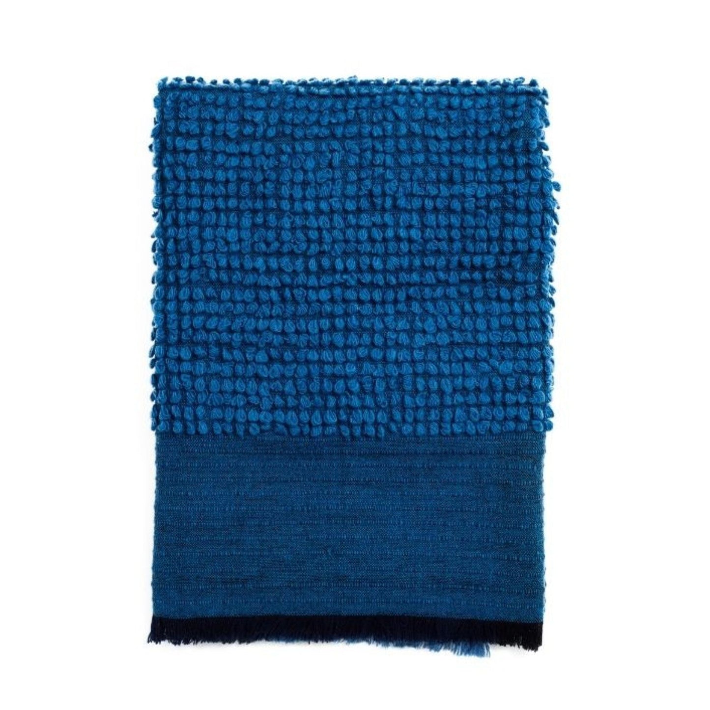 Macaroon Midnight Dark Blue Textured Merino Handloom Throw