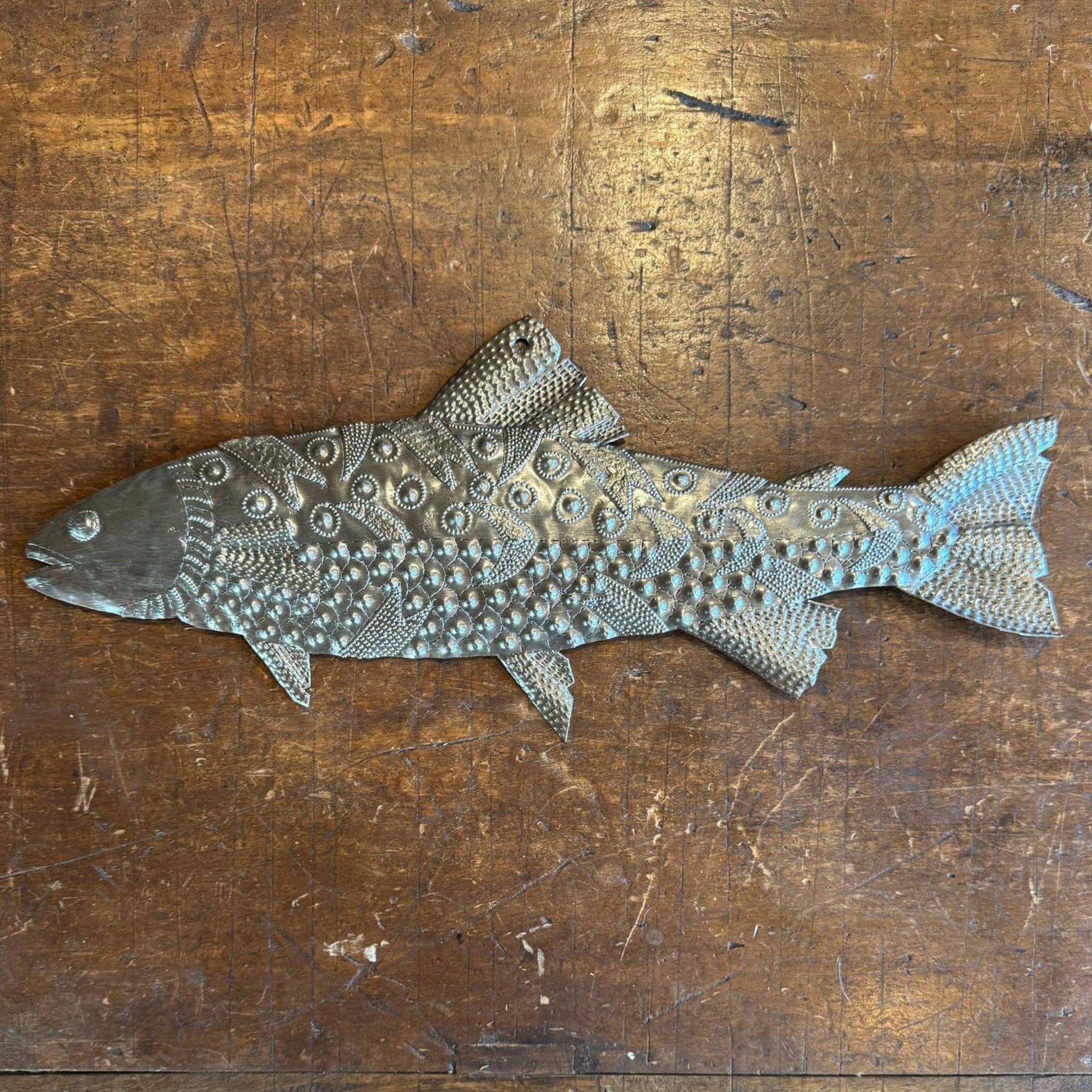 Handcrafted Fish Metal Wall Art  18" x 7", Handmade in Hait
