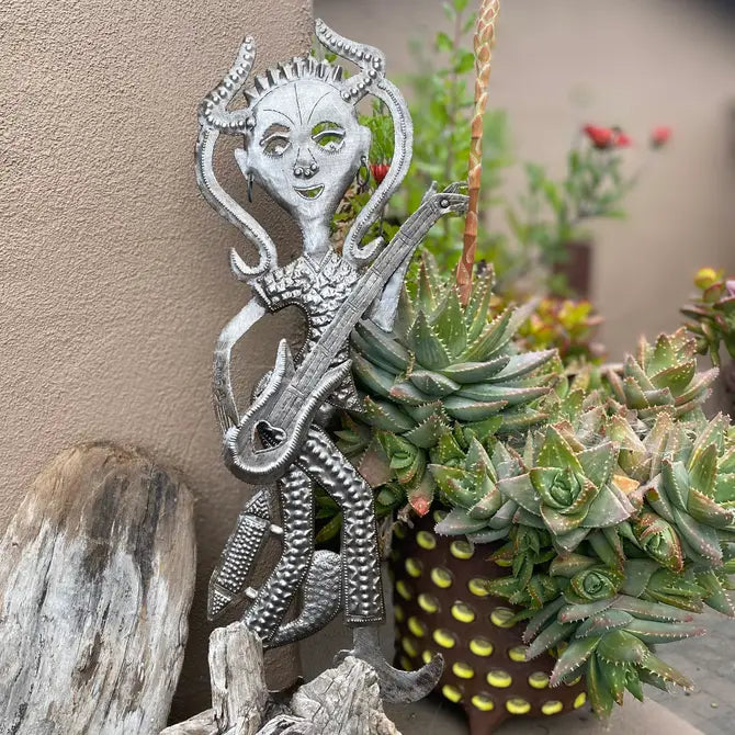 Boy with Guitar, Haitian Fair Trade, Metal Wall Art 6