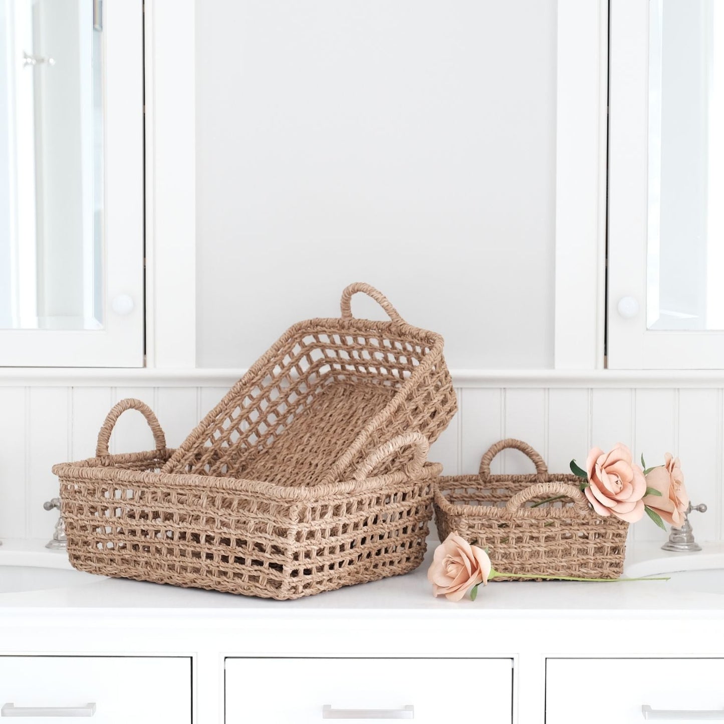 S/3 Open Weave Rectangular Trays