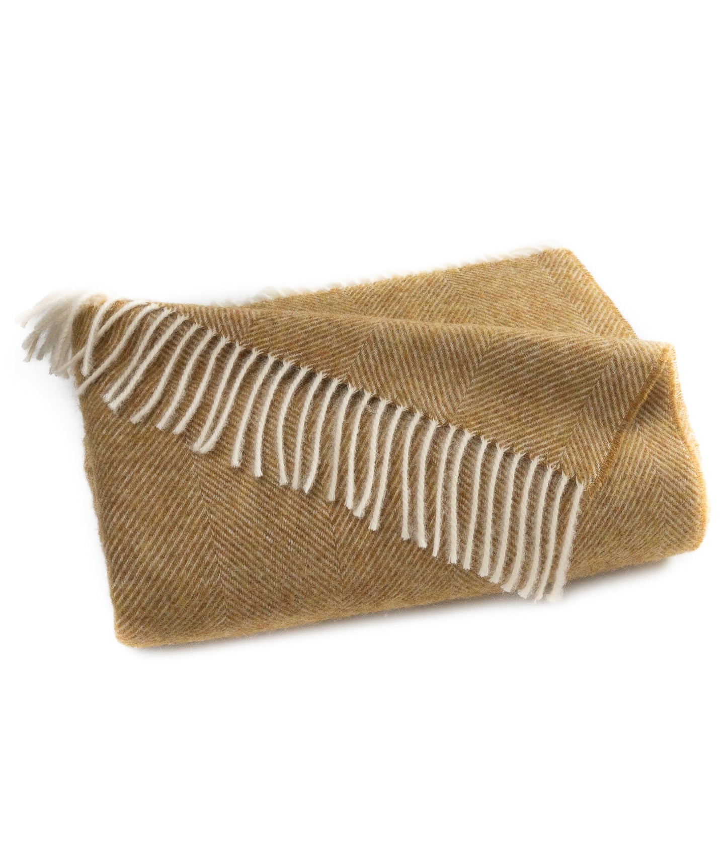 Southampton Home Shetland Lambswool Herringbone Throw – Gold