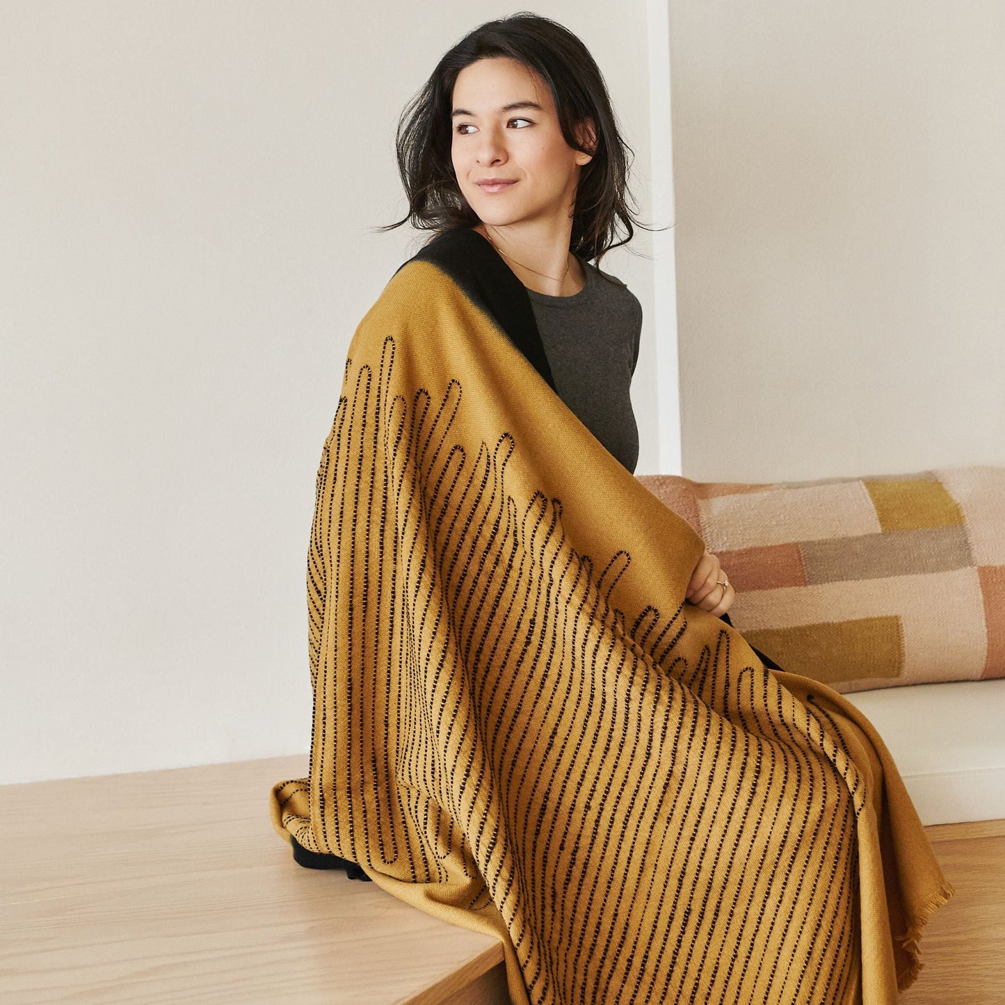 Handwoven Topaz Brown Myrtle Drift Merino Throw