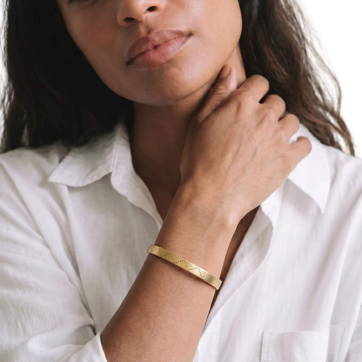 Brass Cuff Bracelet | Rubi Engraved Bracelet for Women