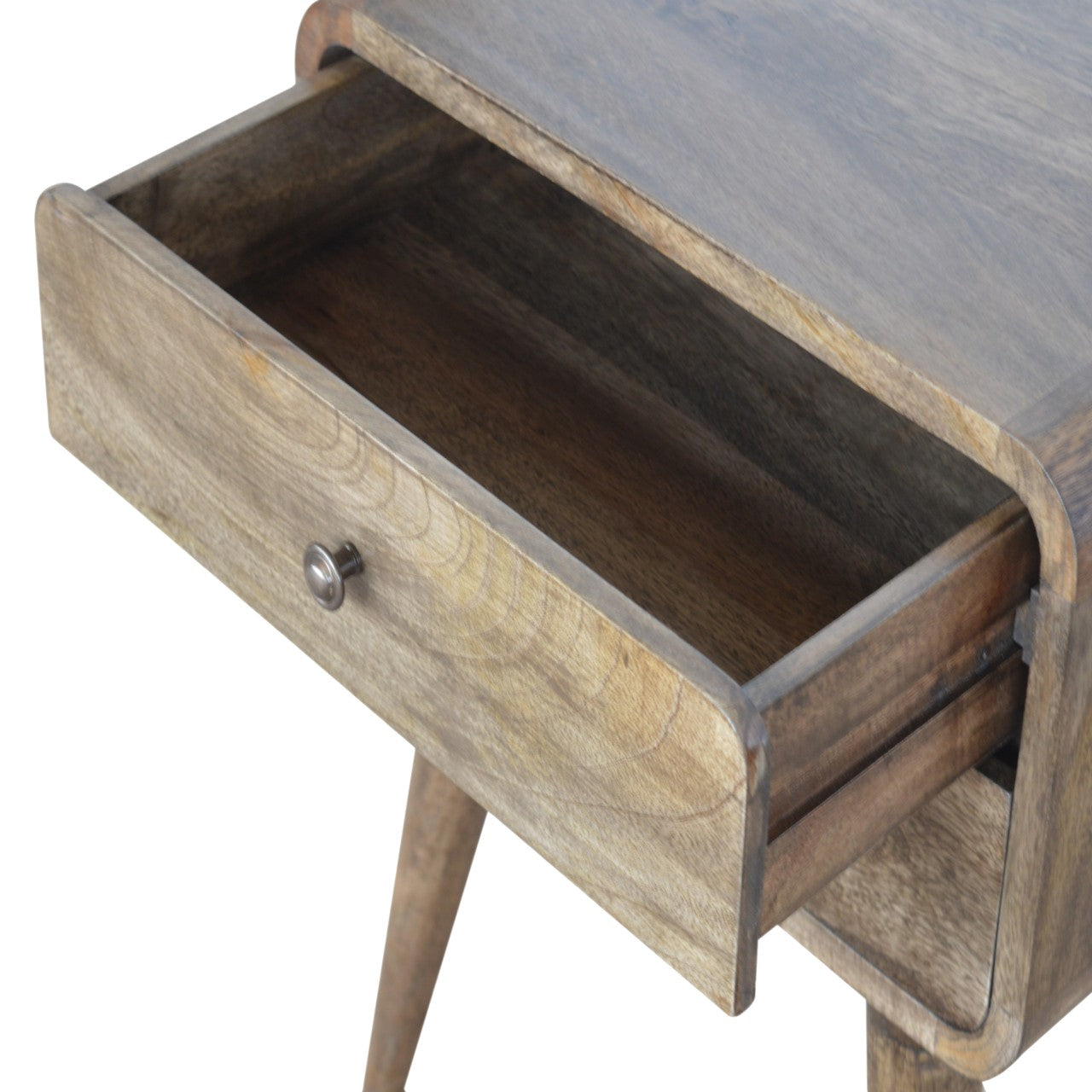 Curved Classic Grey Washed Nightstand